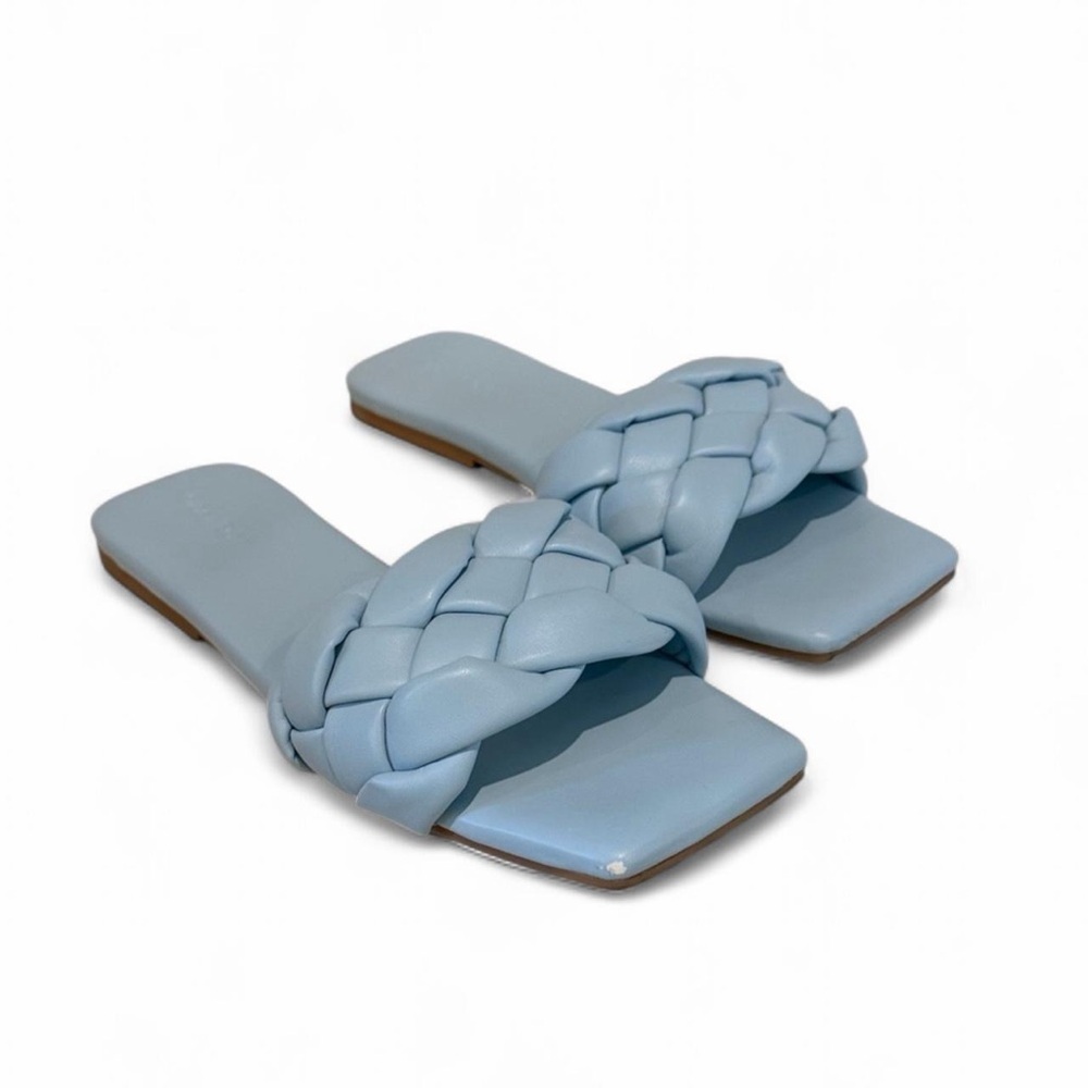 Open Edit Lucca Braided Slide Sandals Blue 8.5